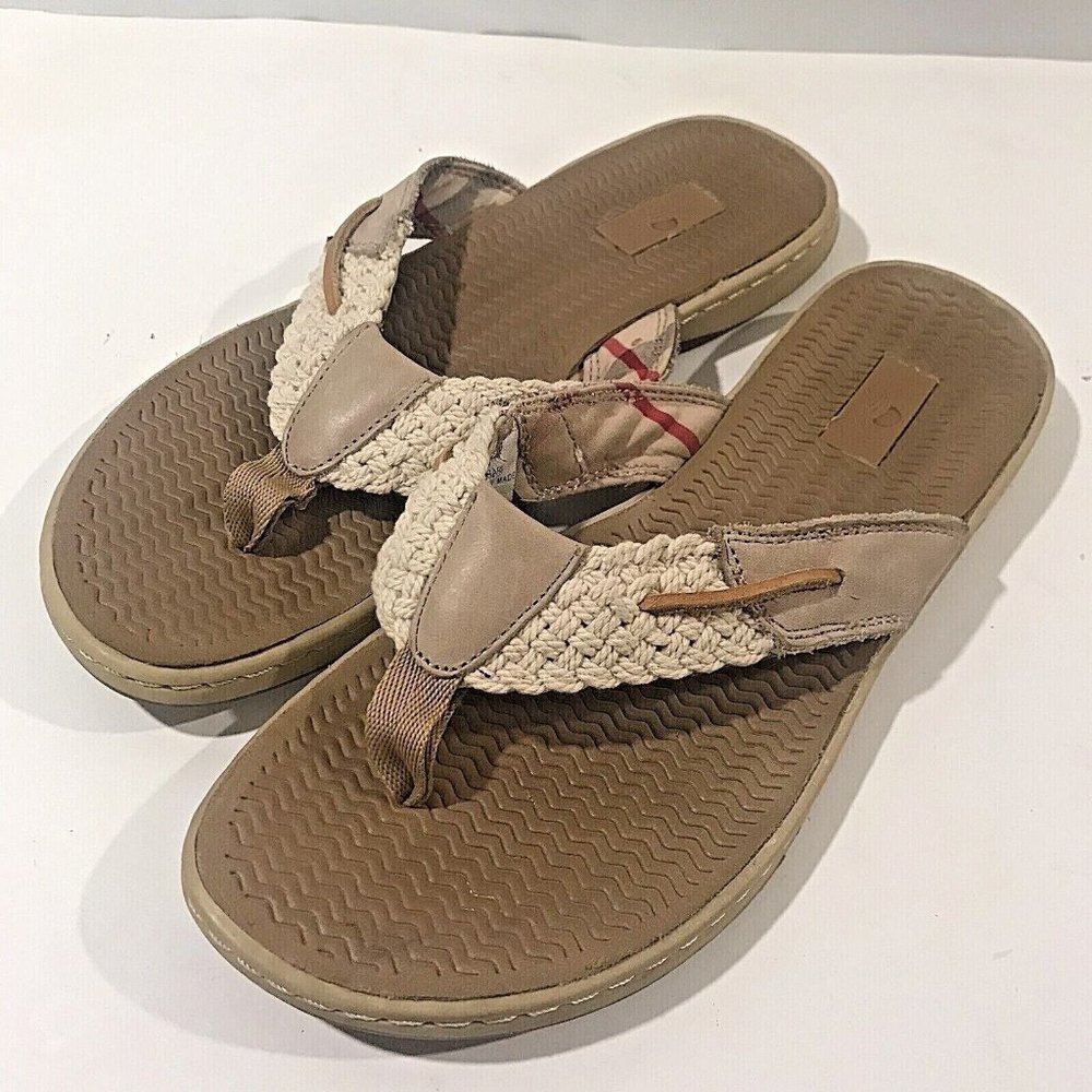 Maui Island Top-Sider Sandals Flip Flops Parrotfish Sahara/Gold Leather Upper
